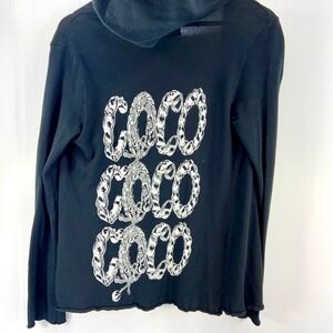 Lauren Moshi Black Knit Waterfall Hoodie Cardigan Sweater Coco Womens Medium